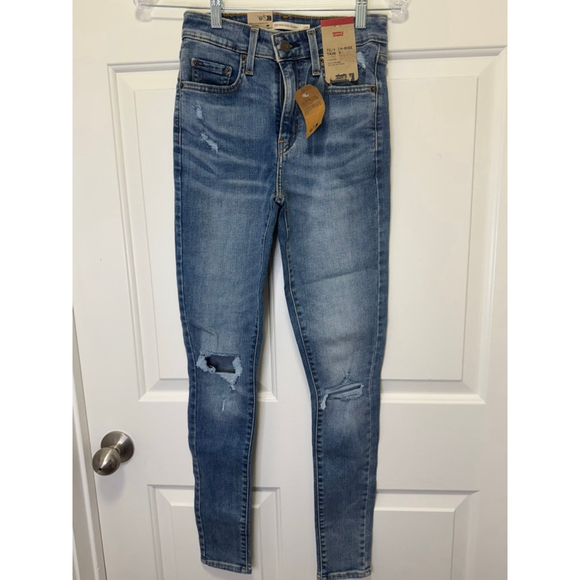 Women's Levi's 721 High Rise Distressed Skinny Jeans Size 25 - Picture 1 of 6
